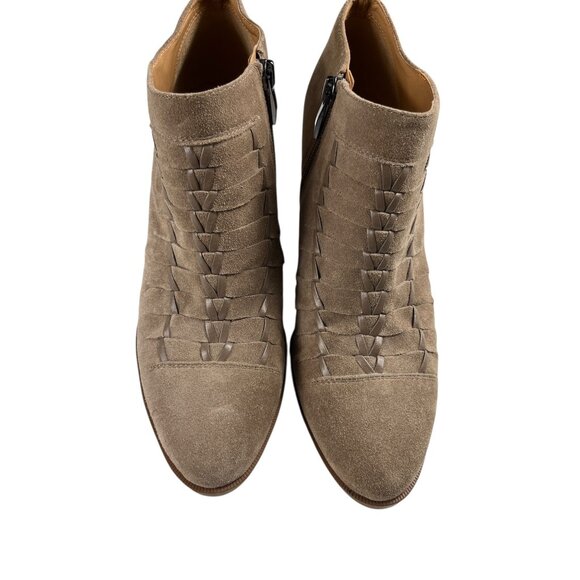 Franco Sarto Dimona Tan Suede Leather Upper Heeled Ankle Booties Size 9 M - Picture 3 of 14